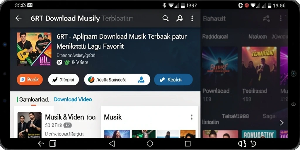 Antarmuka aplikasi 6RT untuk Download Musik yang sederhana dan menarik.