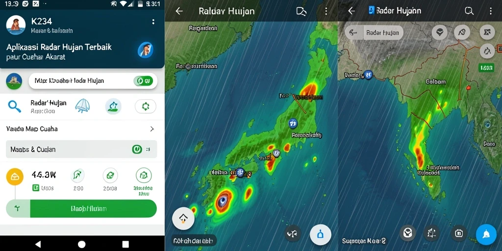 Tampilan antarmuka aplikasi K234 yang menampilkan radar hujan secara real-time.