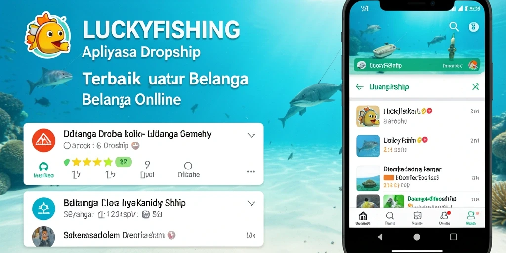 Tampilan antarmuka aplikasi LUCKYFISHING yang mudah digunakan untuk berbelanja.
