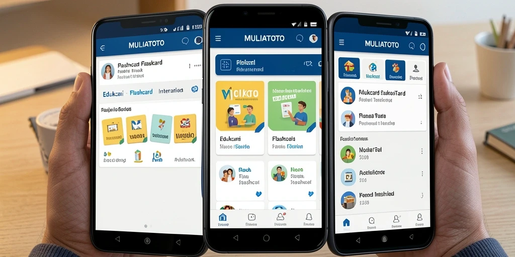 Antarmuka MULIATOTO yang menarik dan interaktif untuk belajar flashcard.