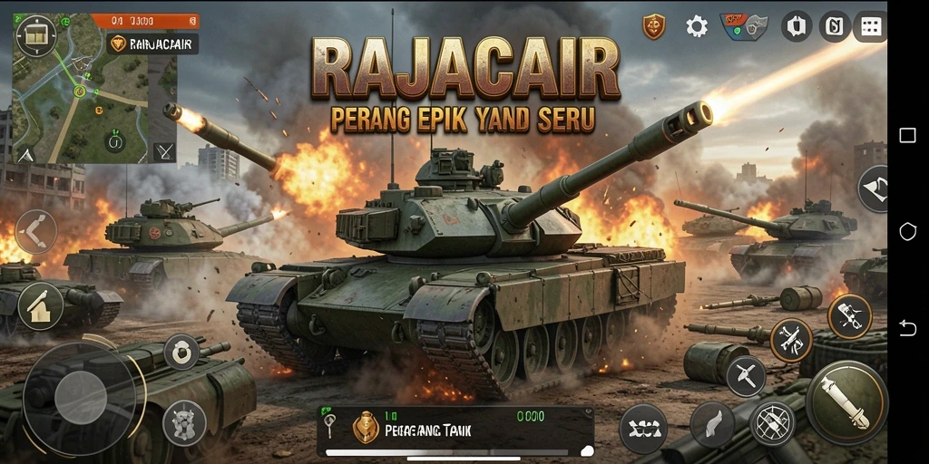 Antarmuka RAJACAIR yang memukau dengan berbagai tank siap bertempur.
