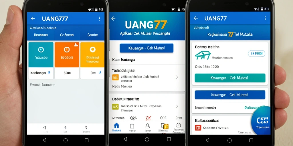 Tampilan antarmuka aplikasi UANG77 yang menampilkan mutasi transaksi.