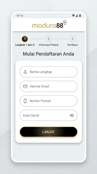 Tampilan halaman daftar madura88